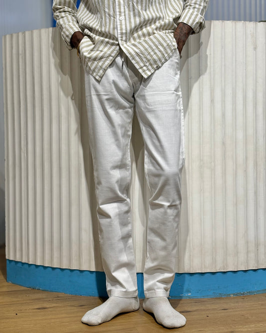 White Linen Draw String Pants
