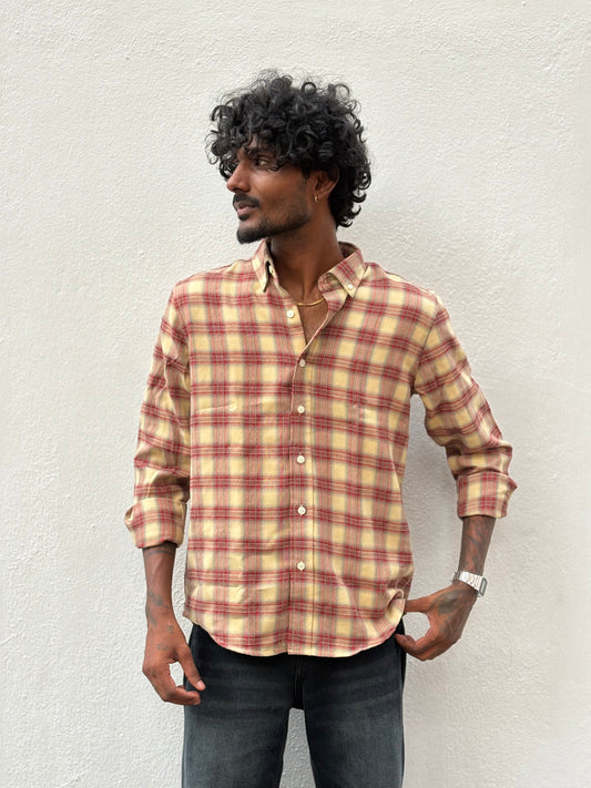 Red And Yellow Imported Checked Shirt