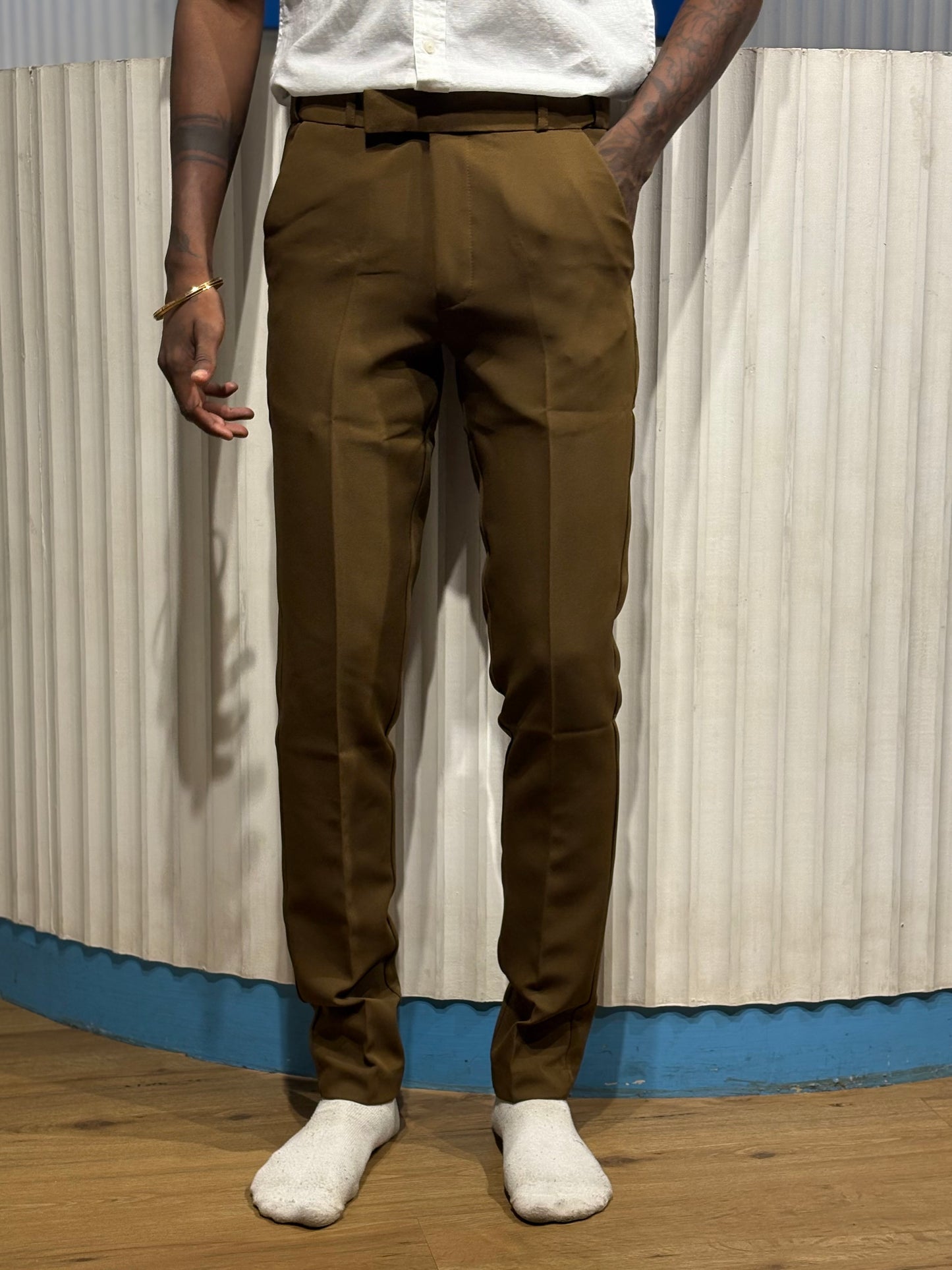 Brown Polo Fit Formal Pants