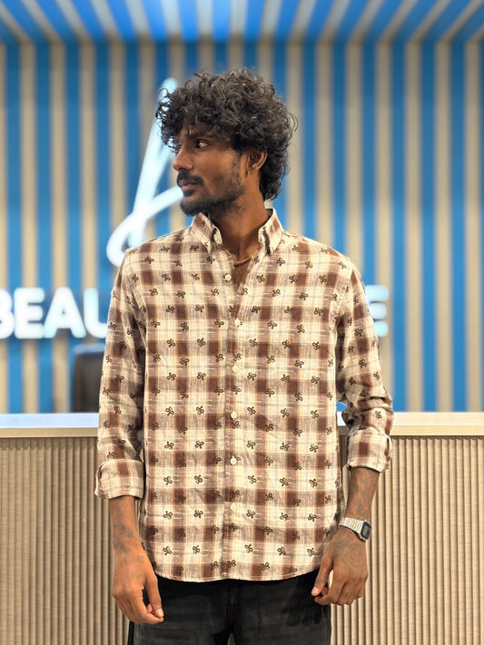 Maroon Printed Checks Shirt
