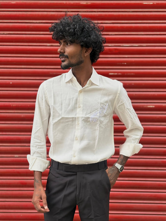 Off White Embroidery Shirt