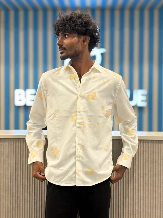 White Puff Printed Shirt