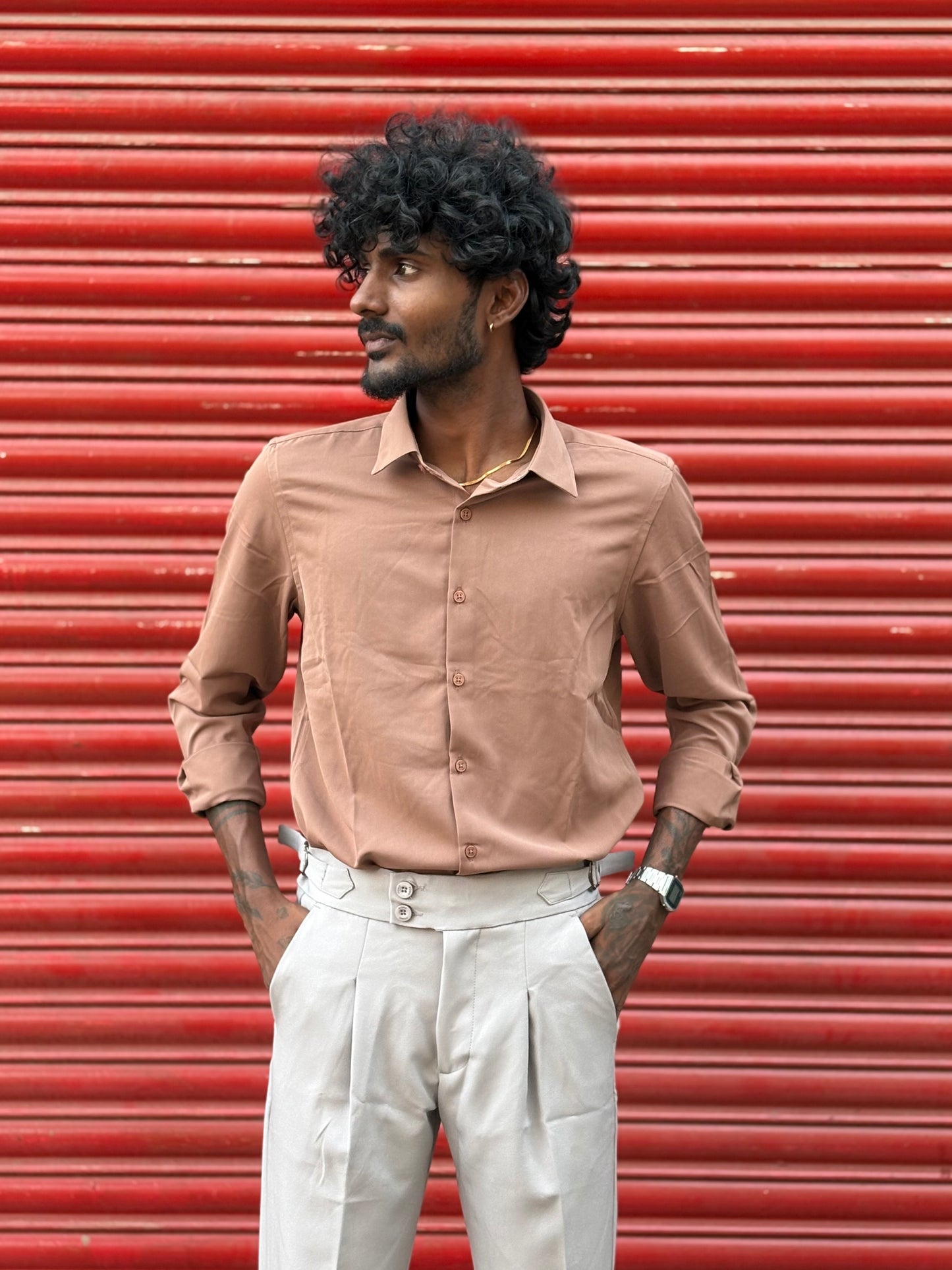 Brown Armani Solid Shirt