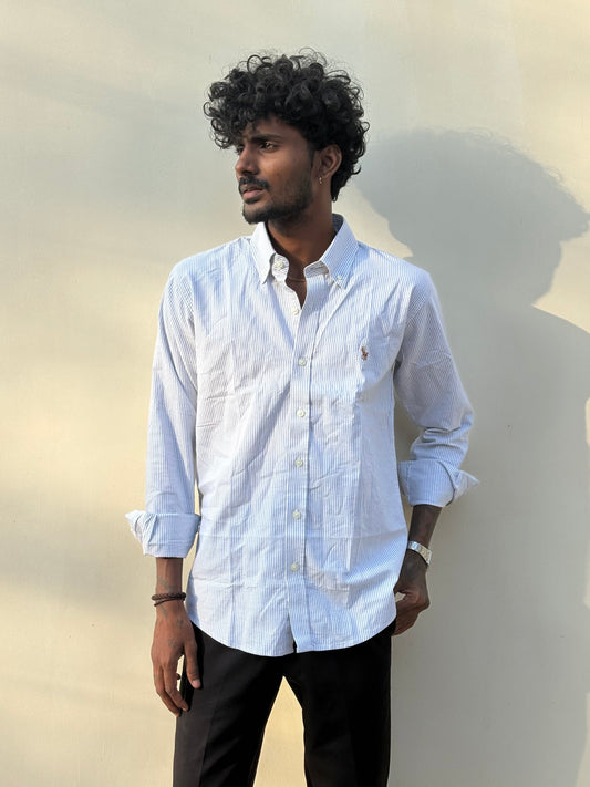 Grey Striped Old Money Shirt