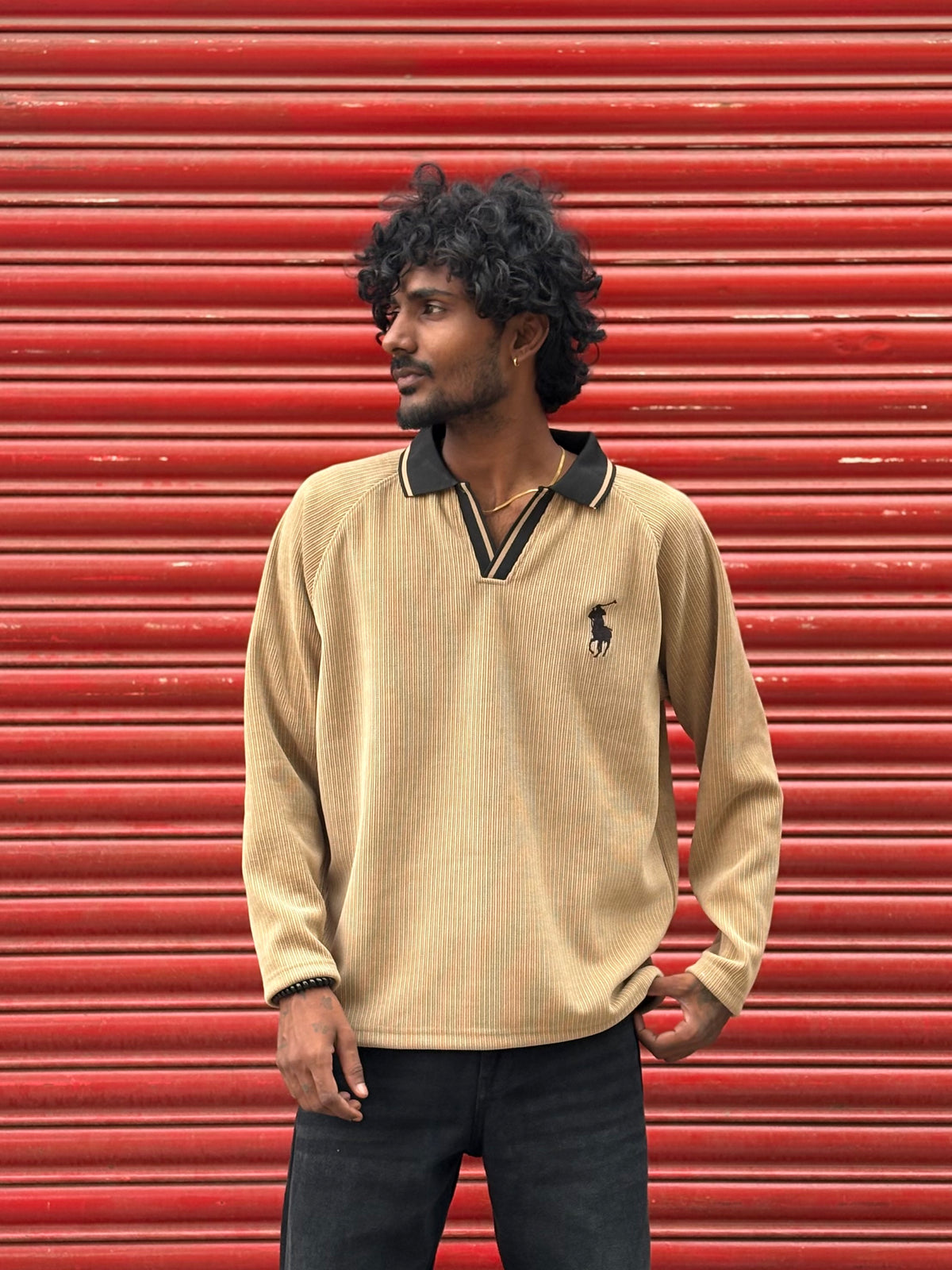 Beige Ribbed Sweatshirt