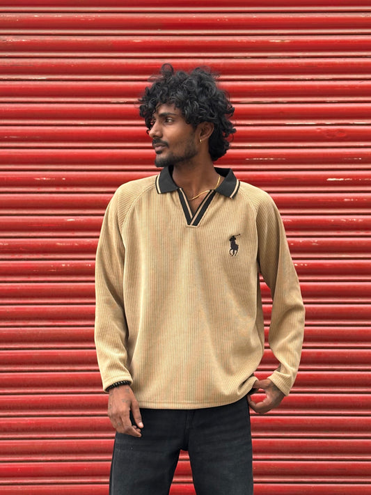 Beige Ribbed Sweatshirt