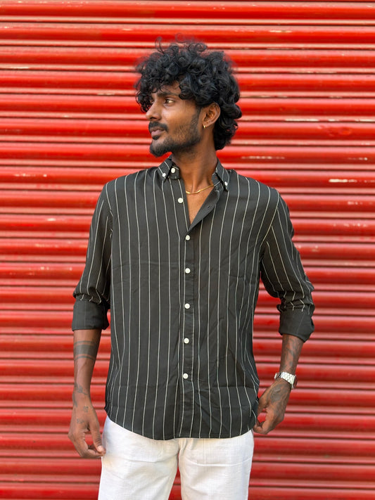 Dark Green Striped Shirt