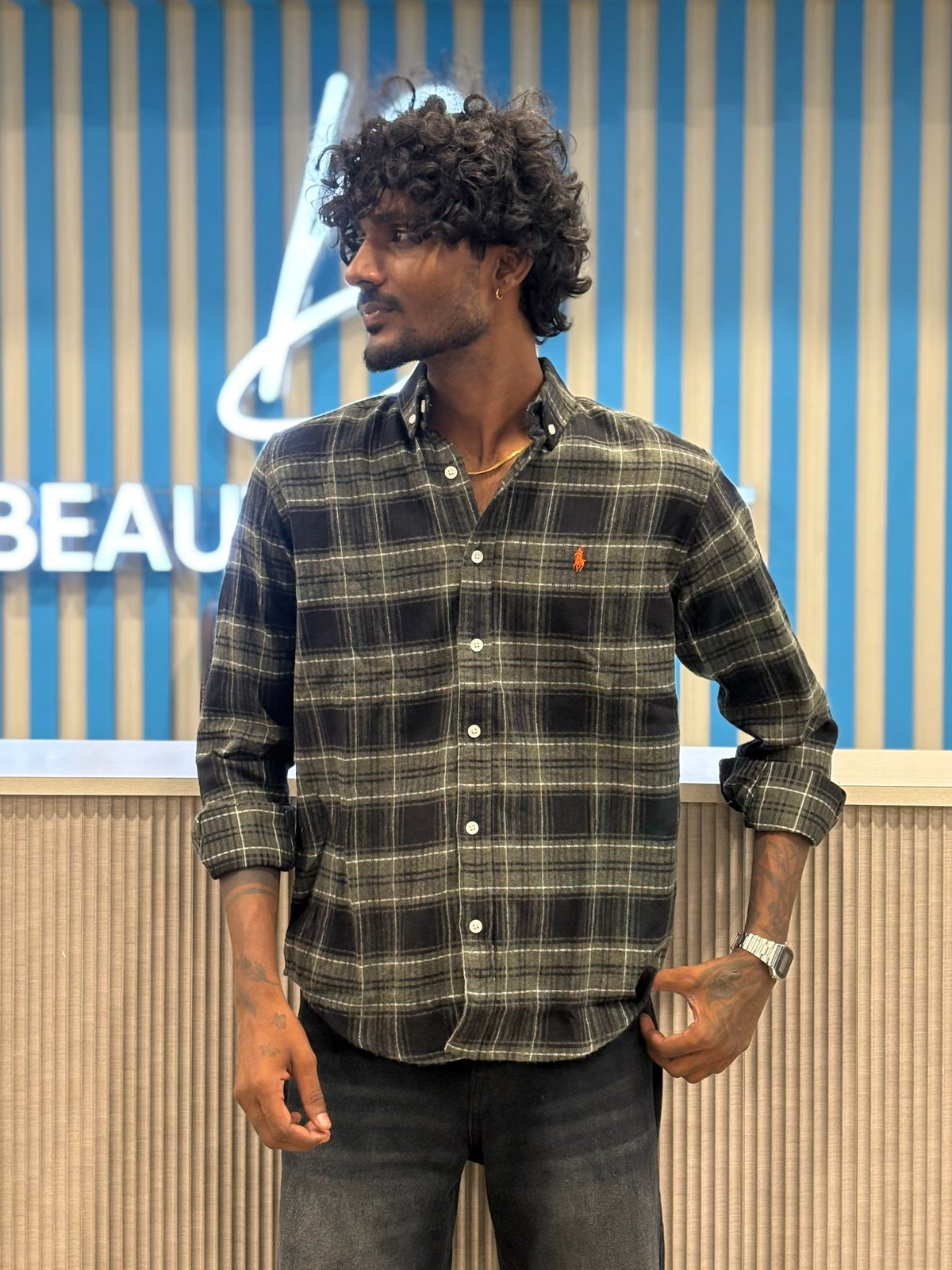 Black Flannel Checked Shirt