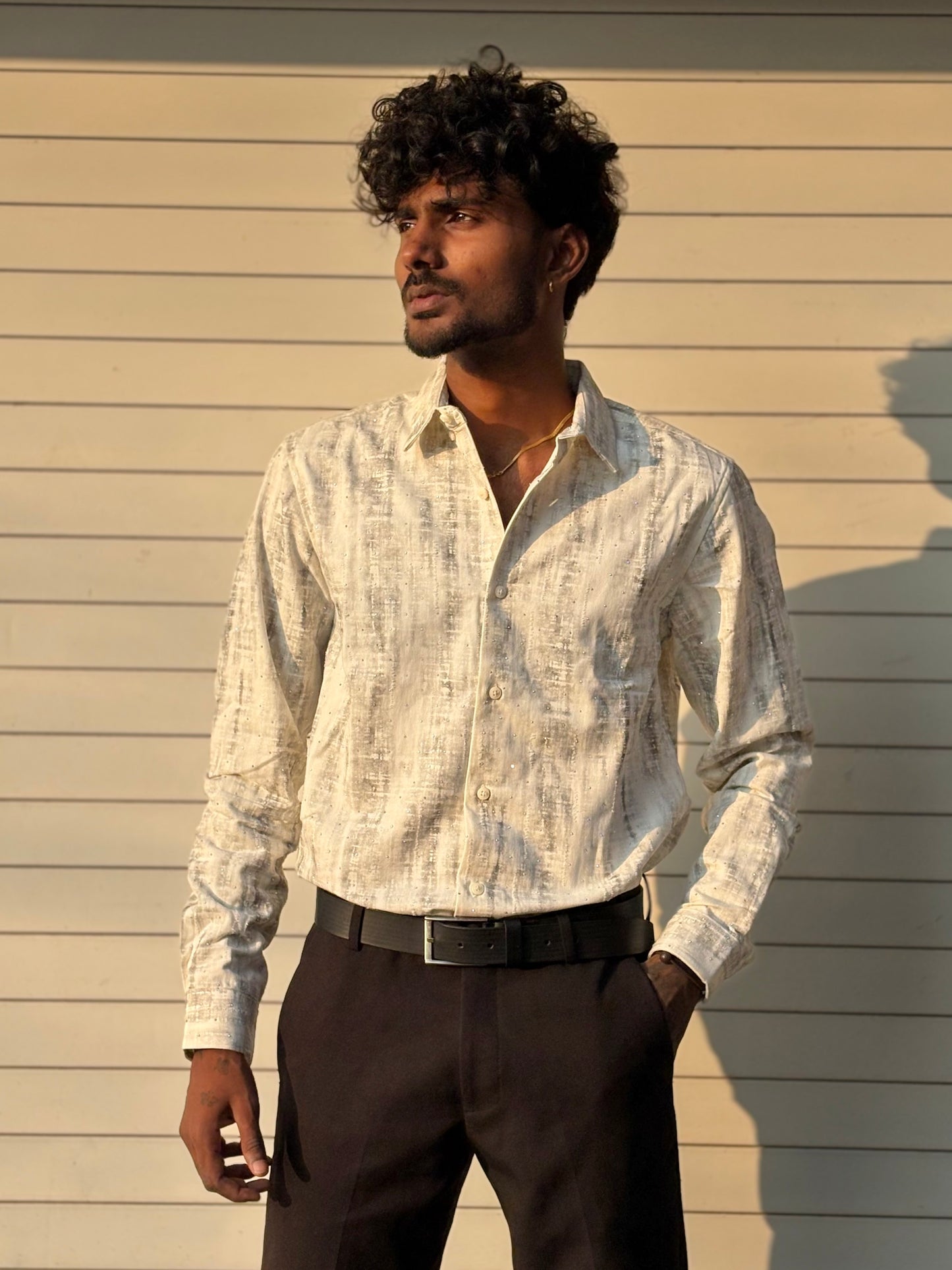 White Printed Stone Shirt