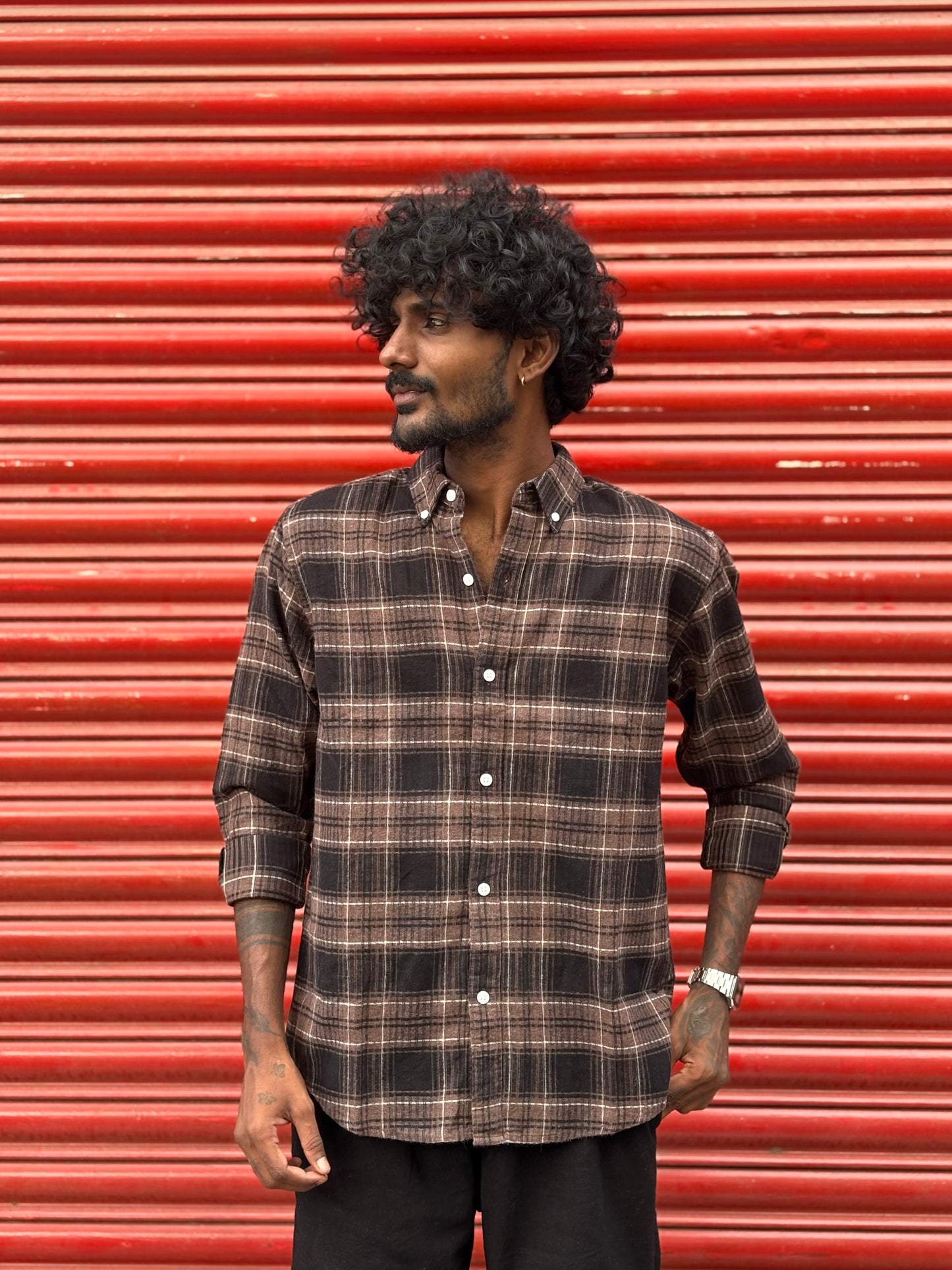 Brown Flannel Checked Shirt