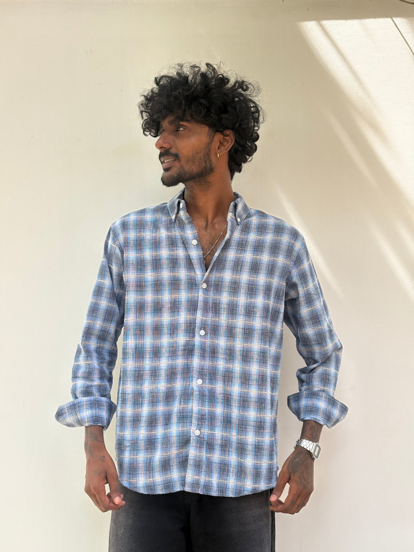Blue Flannel Checked Shirt