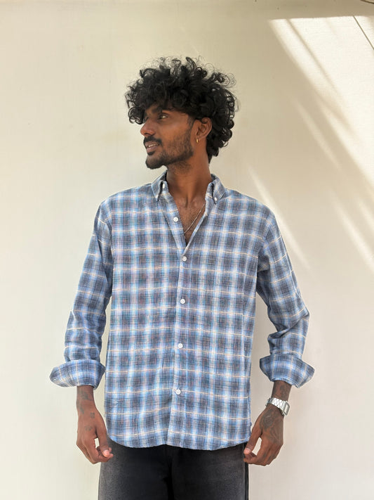 Blue Flannel Checked Shirt