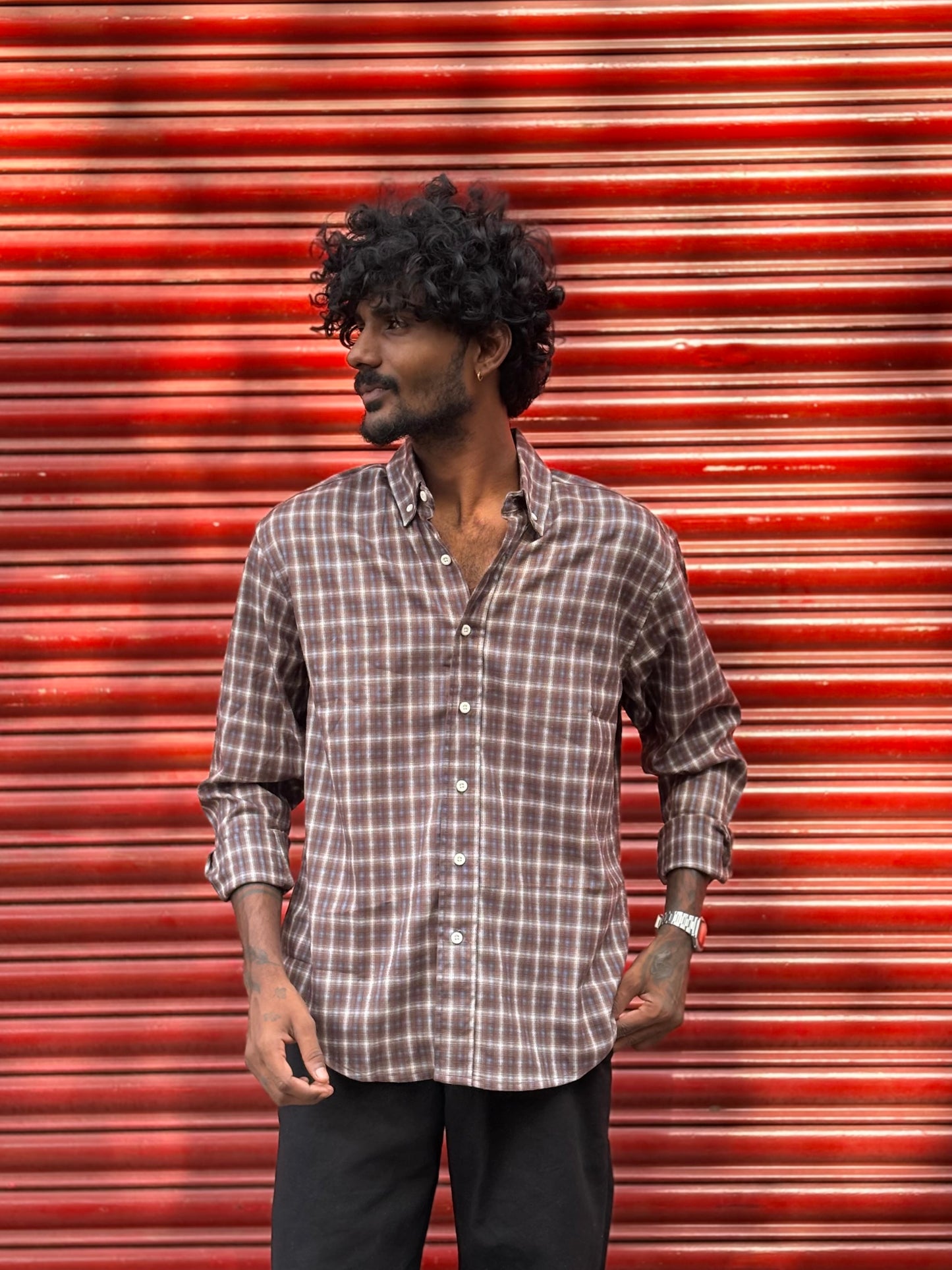 Brown Flannel Checked Shirt
