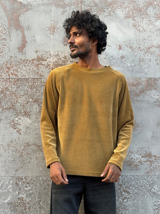 Brown Ribbed Sweatshirt
