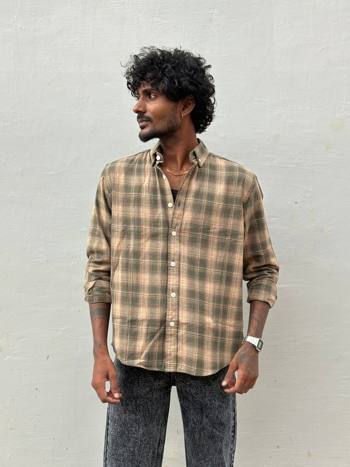 Green Flannel Checked Shirt