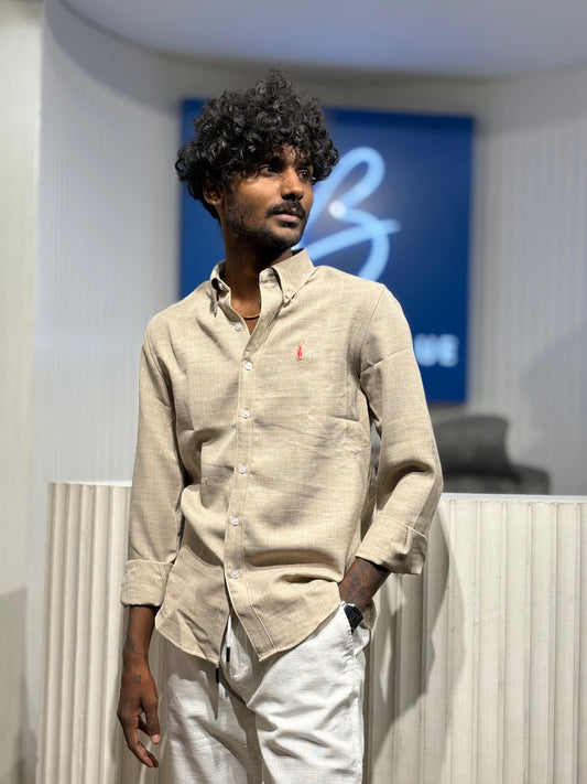 Beige Linen Blended Shirt