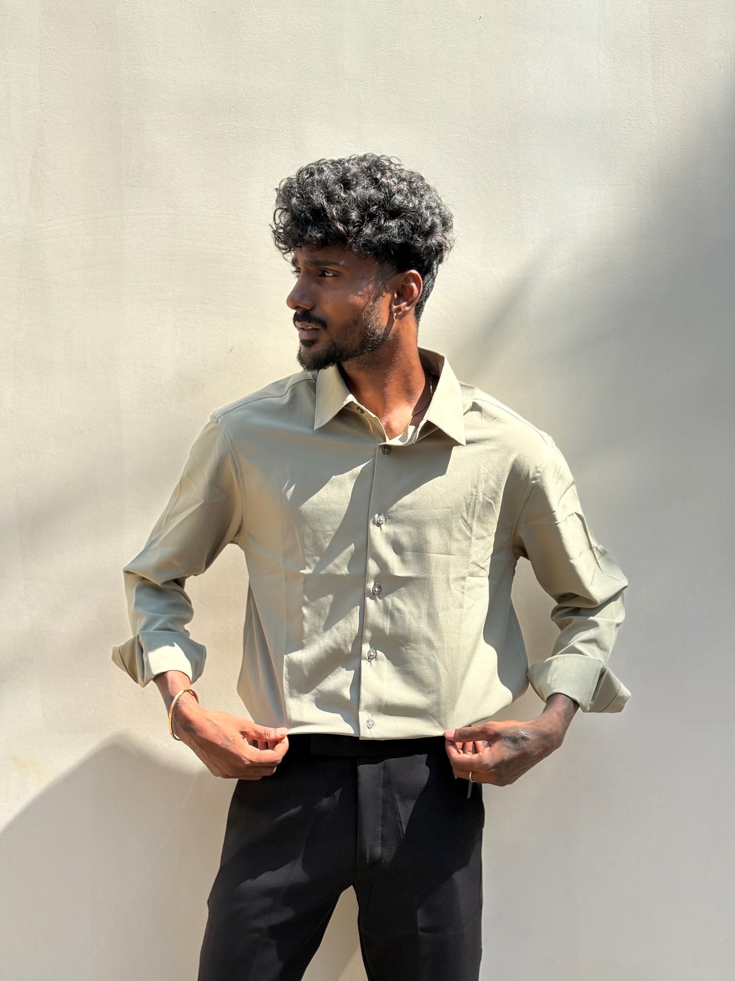 Green Slim Fit Liquid Shirt