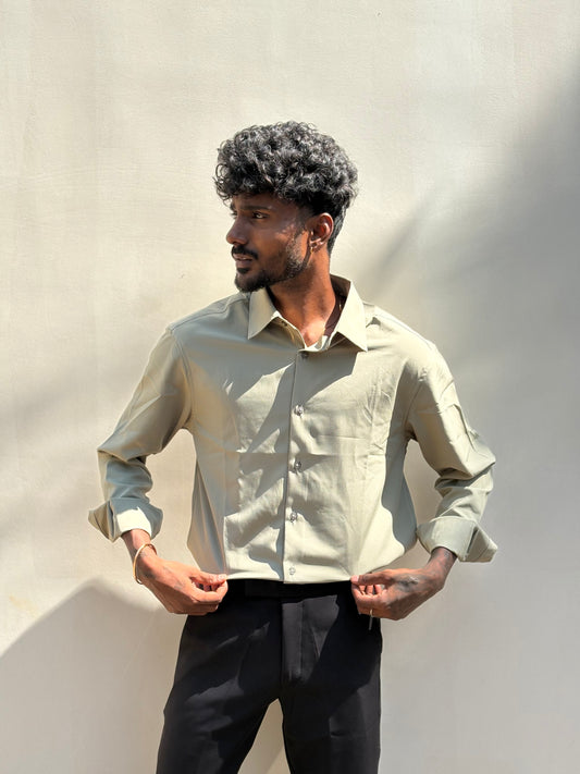 Green Slim Fit Liquid Shirt