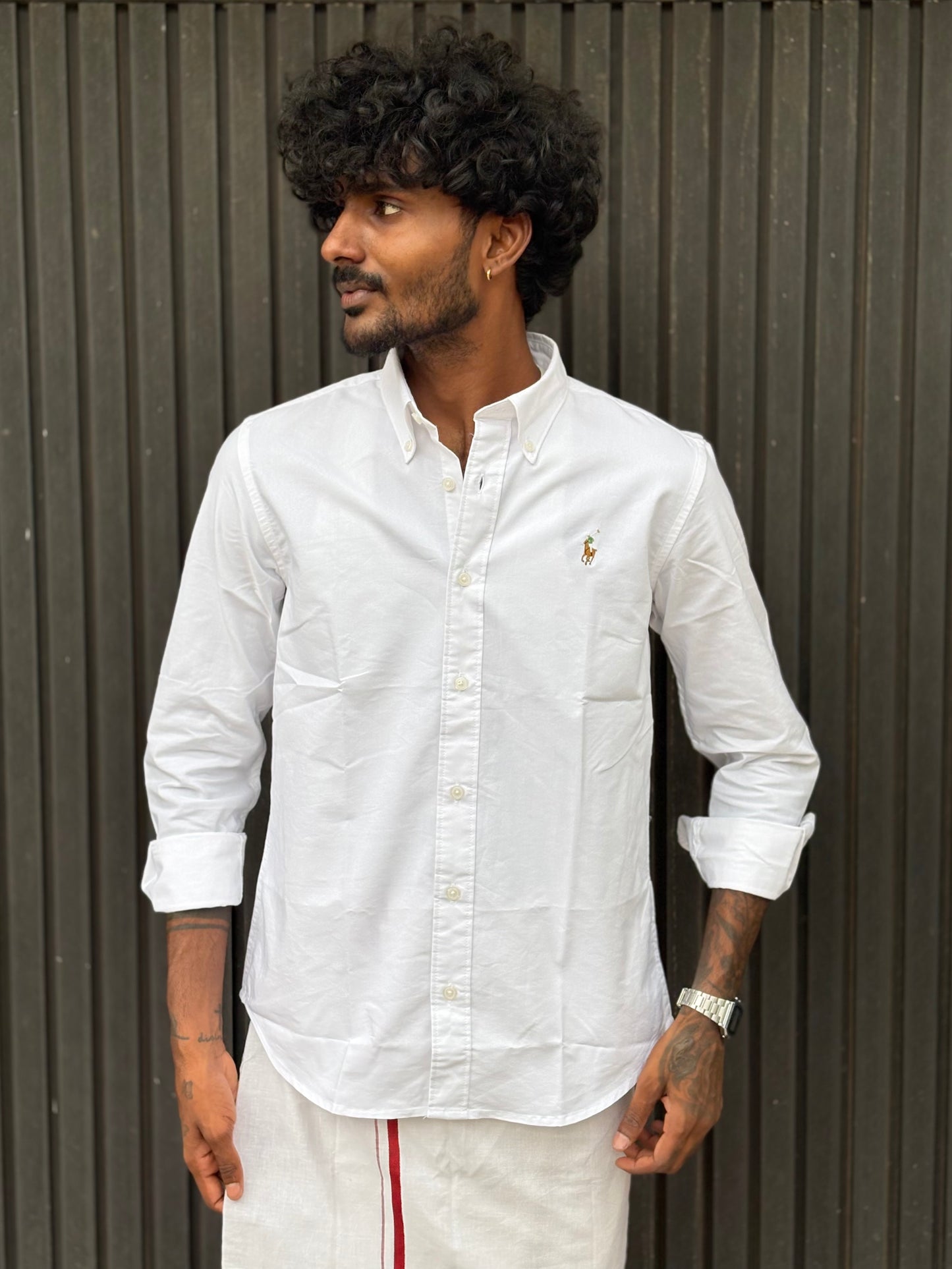 White Poly Oxford Shirt