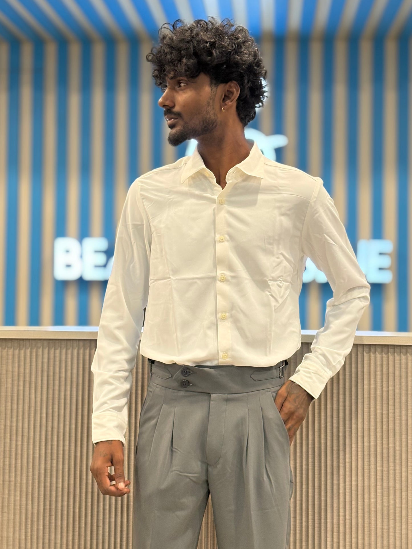 White Armani Solid Shirt