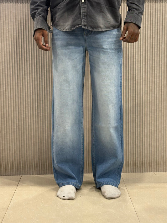 Blue Straight Fit Baggy Jeans