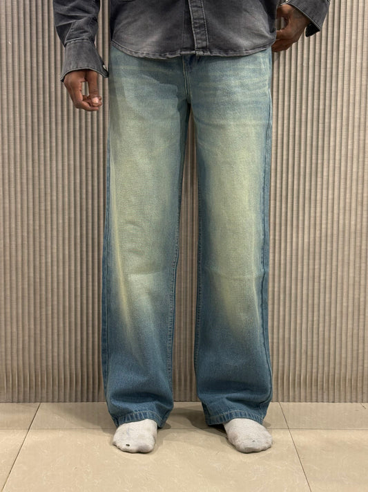 Blue Straight Fit Baggy Jeans