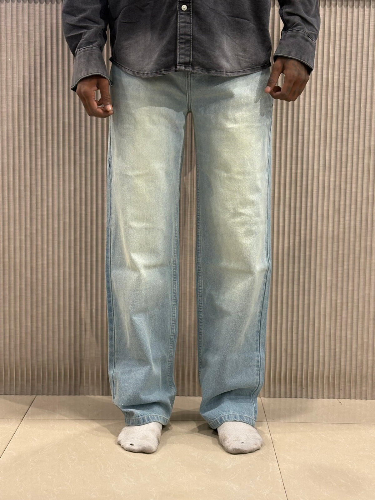 Blue Straight Fit Baggy Jeans