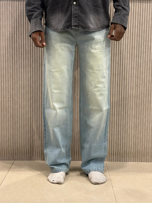 Blue Straight Fit Baggy Jeans
