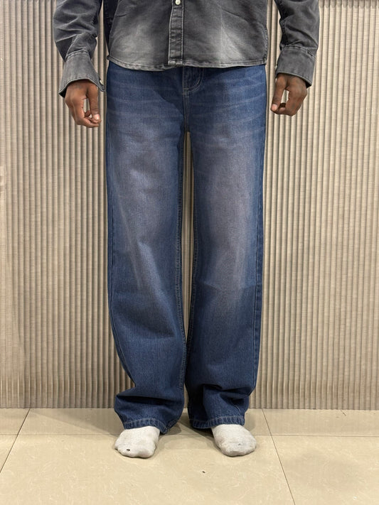 Blue Straight Fit Baggy Jeans