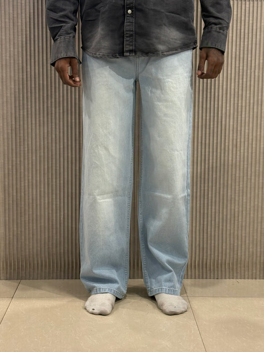 Blue Straight Fit Baggy Jeans
