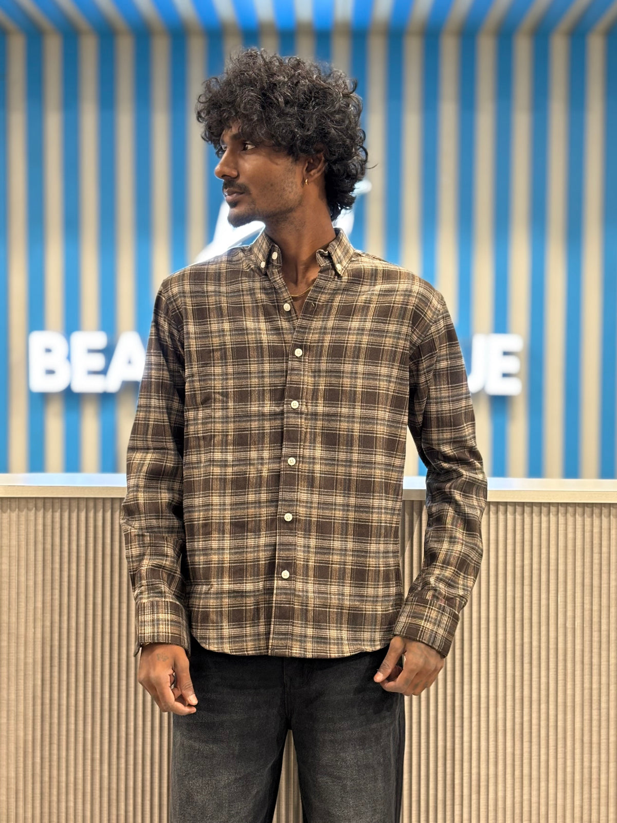 Brown Imported Flannel Checked Shirt