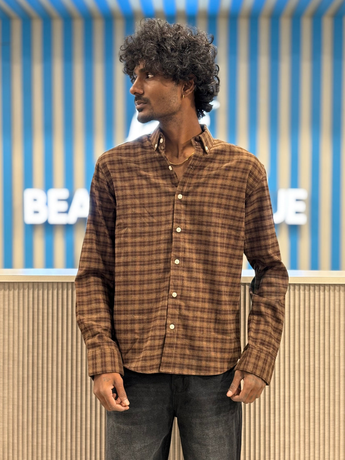 Brown Imported Flannel Checked Shirt