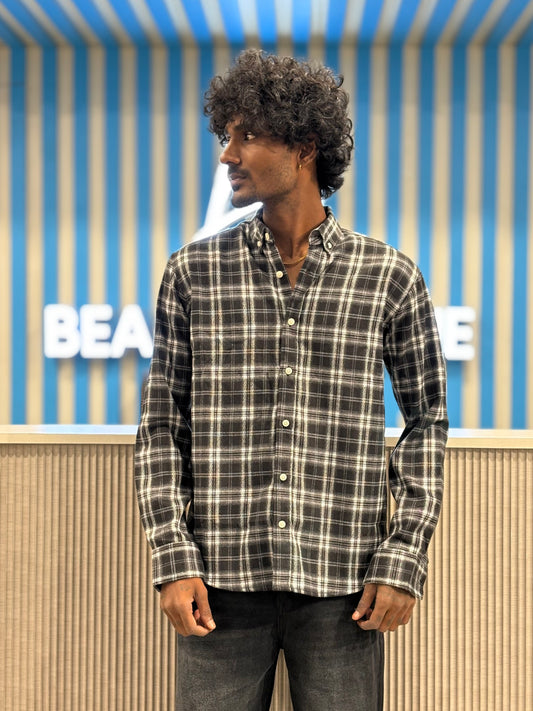 Black Imported Flannel Checked Shirt