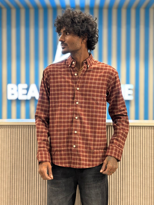 Red Imported Flannel Checked Shirt