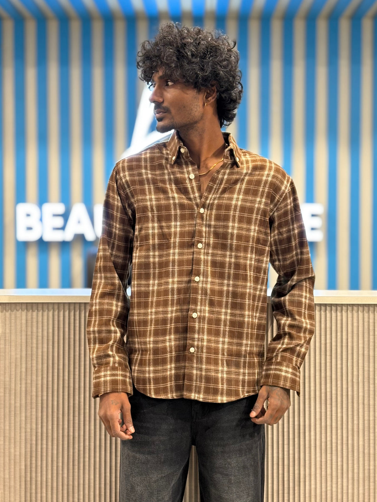 Brown Imported Flannel Checked Shirt