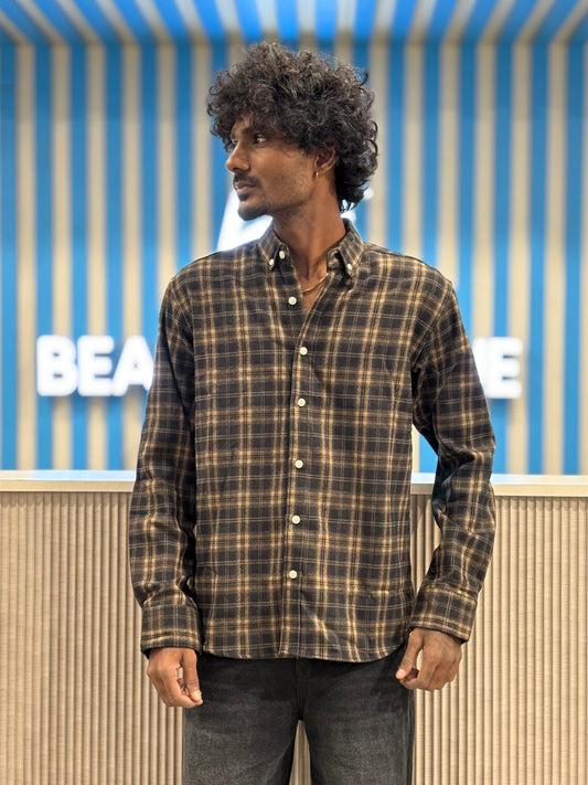 Dark Green Imported Flannel Checked Shirt