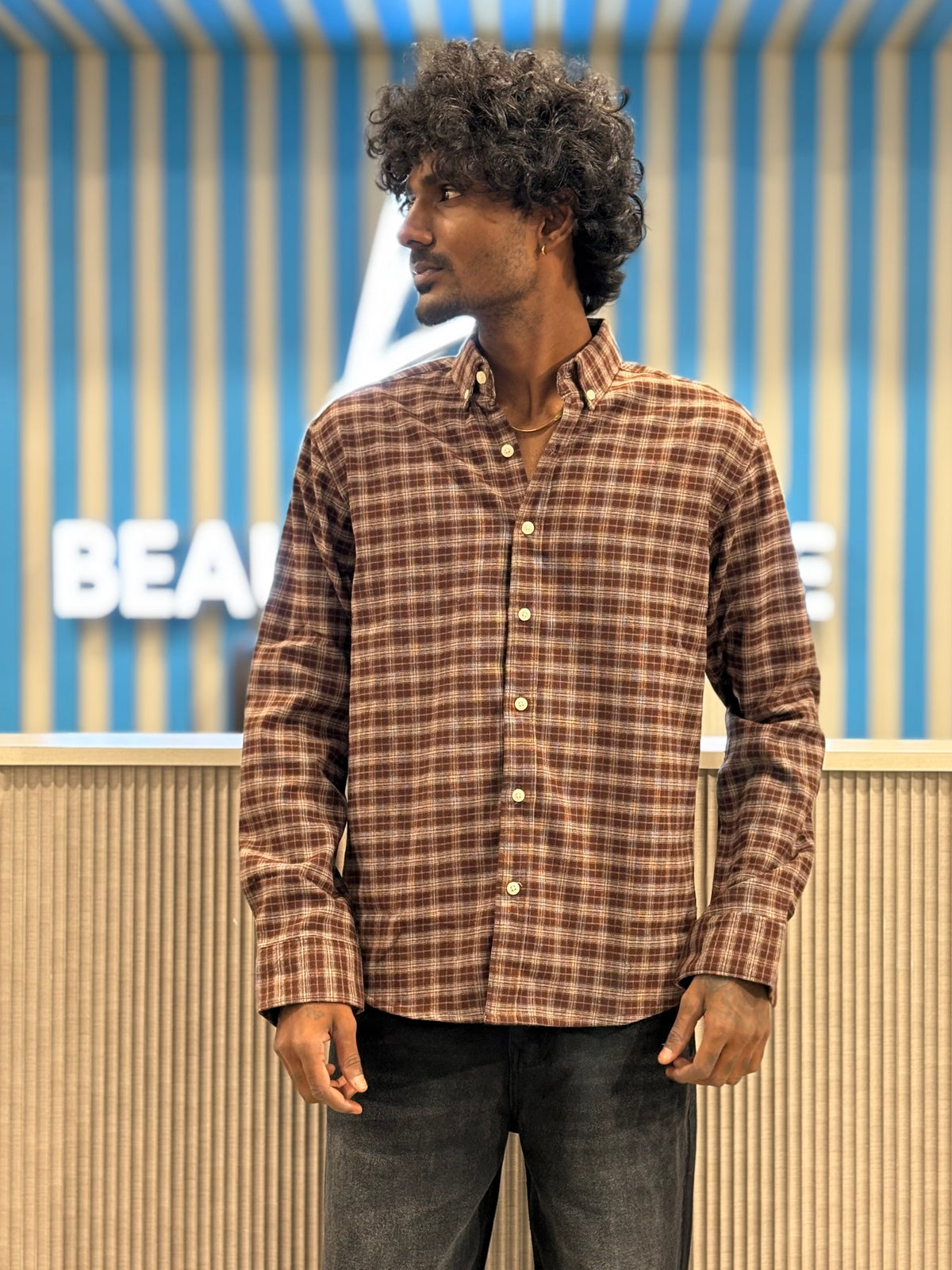 Brown Imported Flannel Checked Shirt
