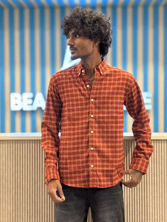 Brick Red Imported Flannel Checked Shirt