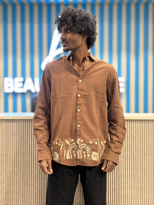 Brown Bottom Embroidery Shirt