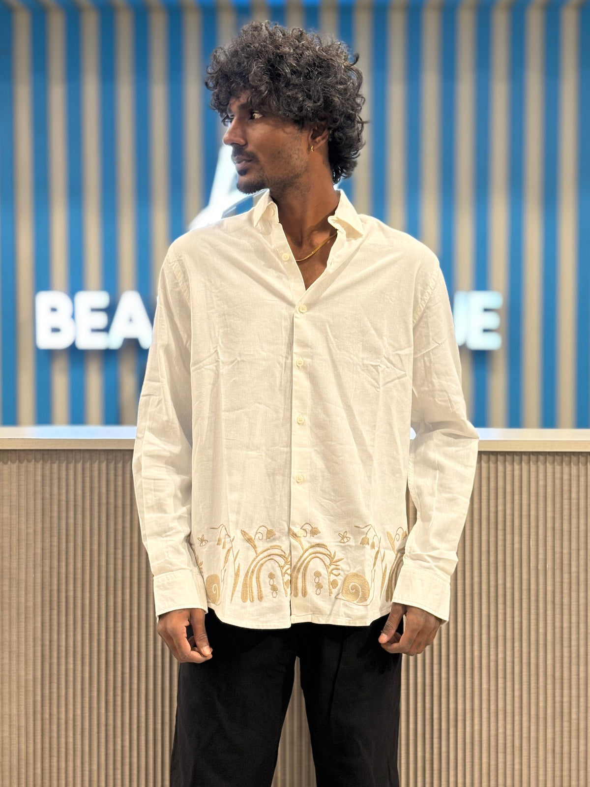 White Bottom Embroidery Shirt
