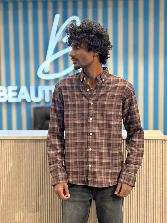 Muted Grape Imported Flannel Checked Shirt