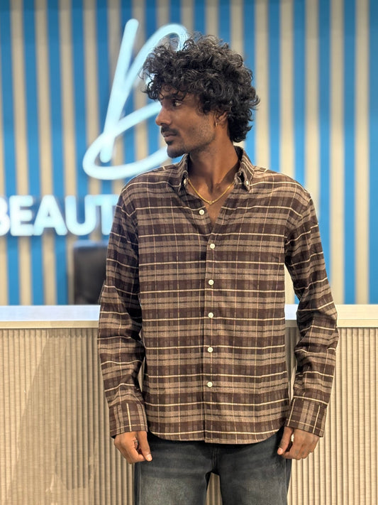 Brown Imported Flannel Checked Shirt