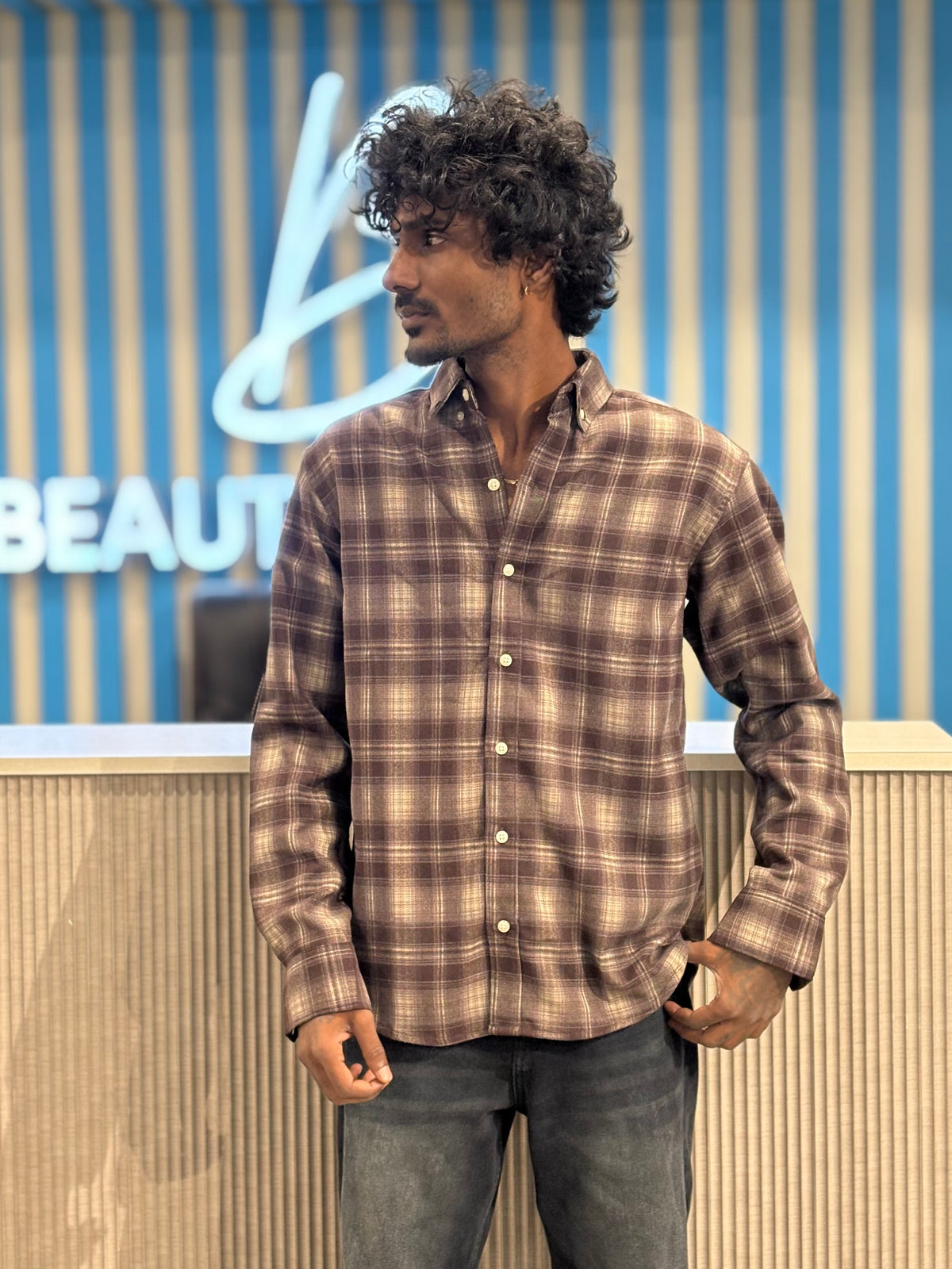 Brown Imported Flannel Checked Shirt