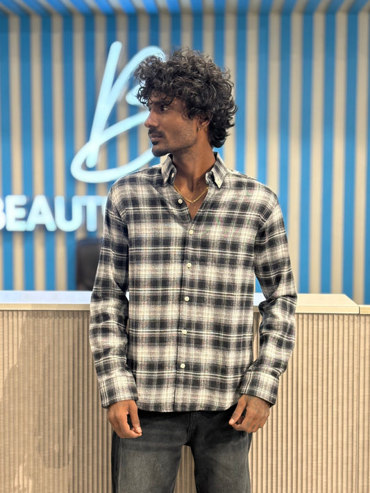 Black Imported Flannel Checked Shirt