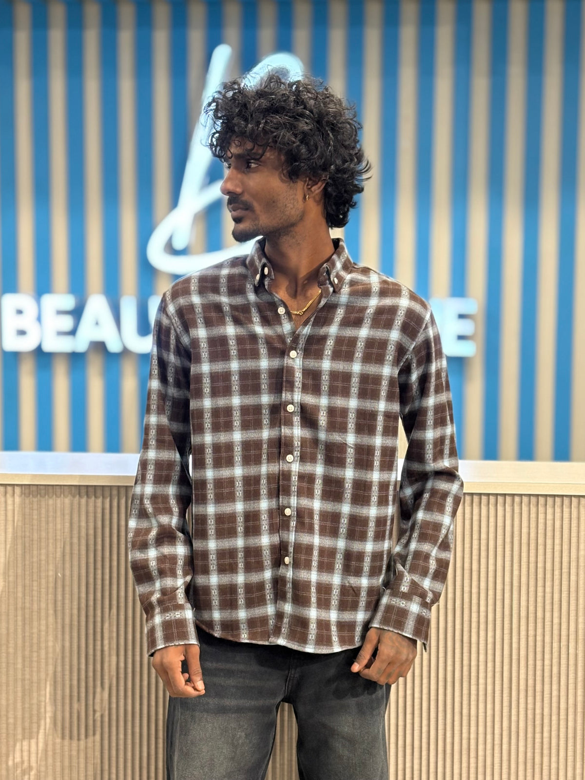Brown Imported Flannel Checked Shirt