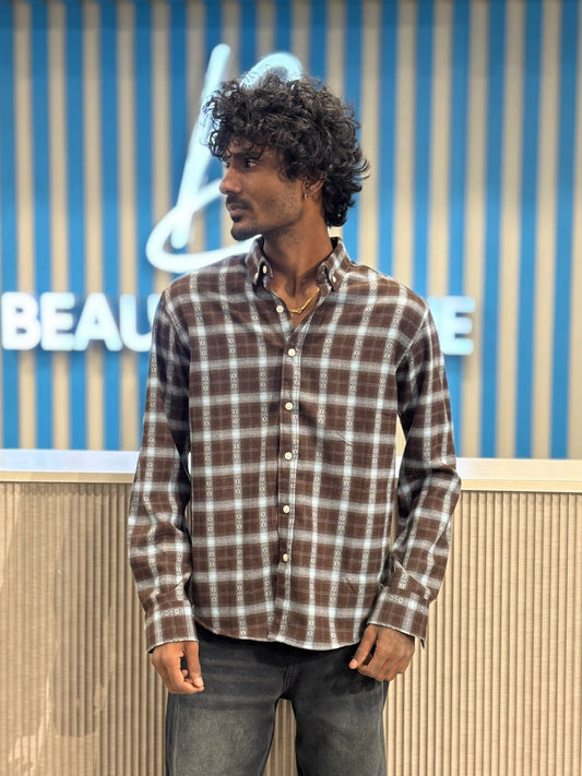 Brown Imported Flannel Checked Shirt