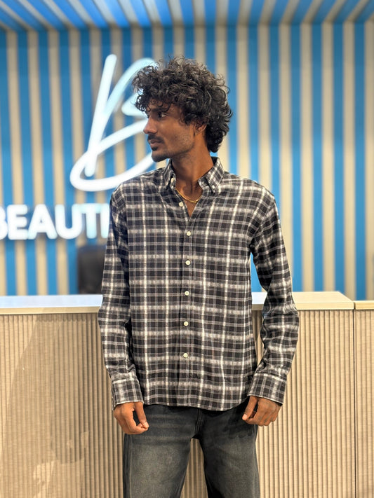 Black Imported Flannel Checked Shirt