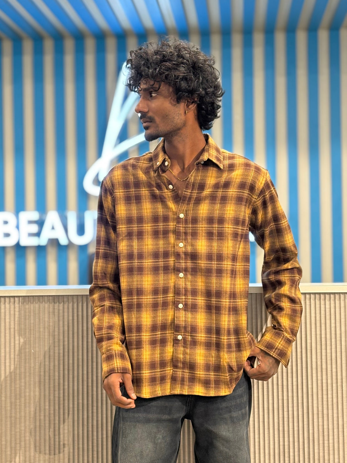 Yellow Imported Flannel Checked Shirt