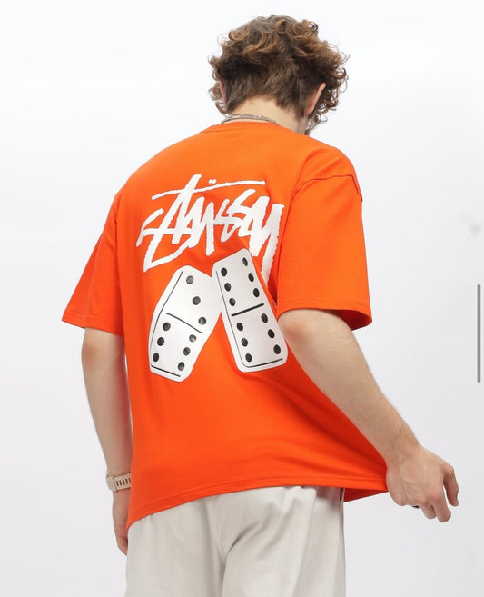 Orange Oversized Back Printed Tshirt