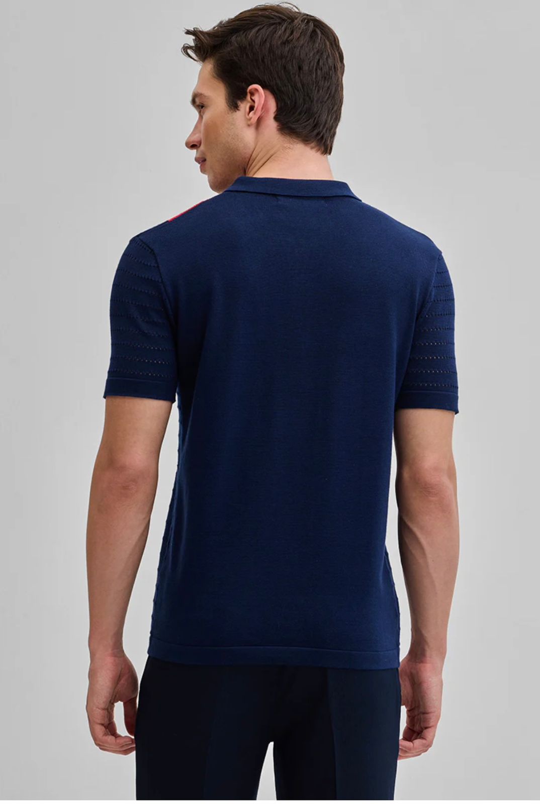 Navy Colorblocked Zipper Polo-Tshirt